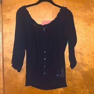 Sheer 3/4 Sleeve Blouse